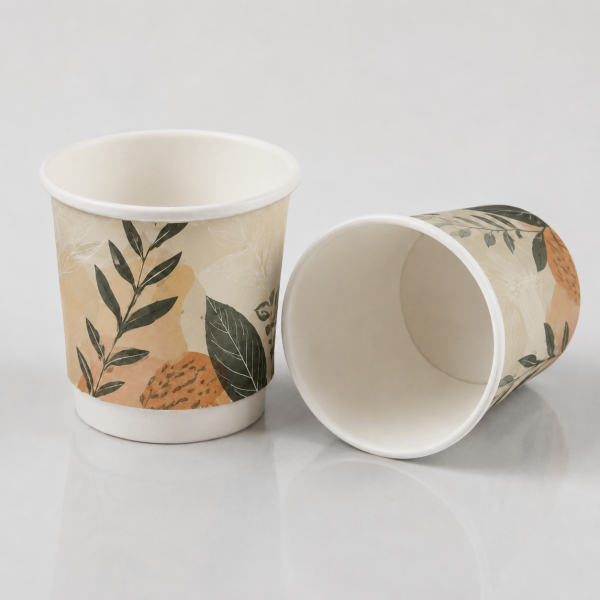 4oz double wall cup interior view with smooth paper rim design