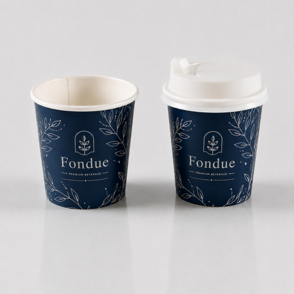 4oz paper cup with open cup and matching white lid