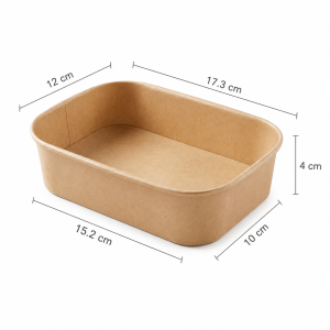 500ml rectangular kraft paper bowl dimensions 17.3 cm by 12 cm by 4 cm