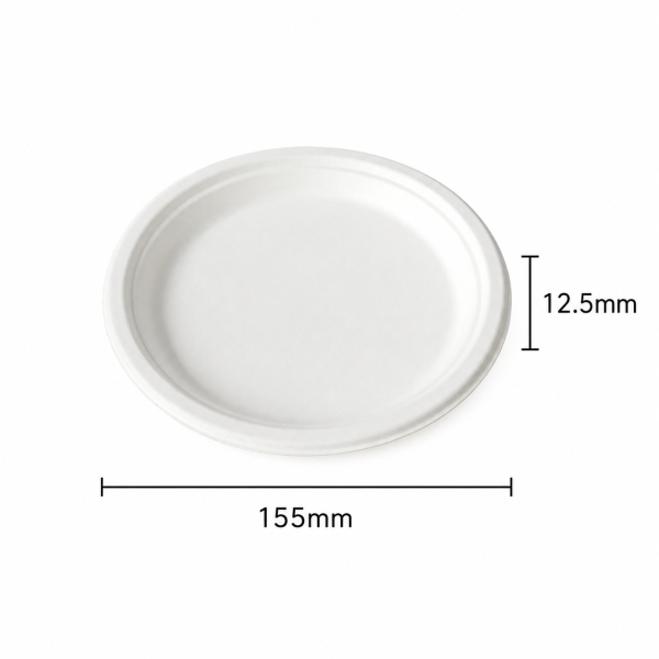 6 inch bagasse plate with size dimensions