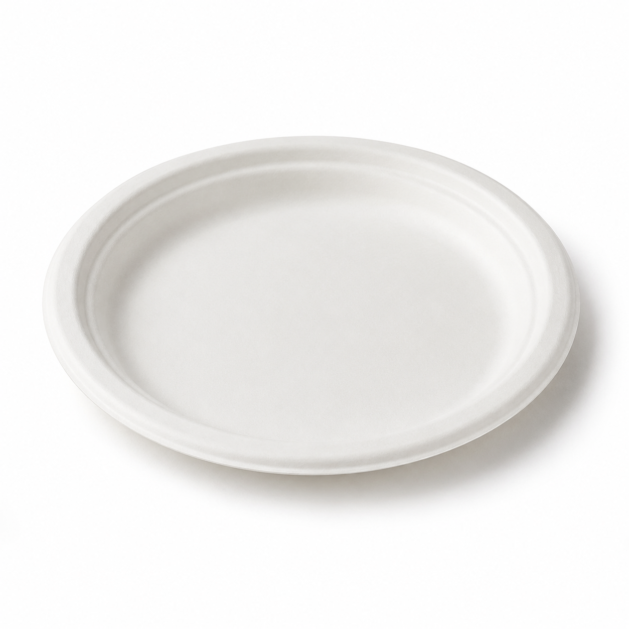 6 inch round bagasse plate front view