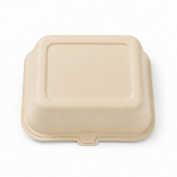 600ml Bagasse Clamshell Food Container