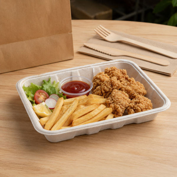 600ml Bagasse Food Tray