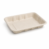 Natural 600ml bagasse food tray with rectangular molded fiber design