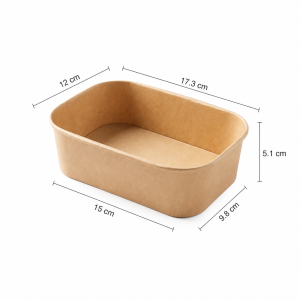 650ml rectangular kraft paper bowl dimensions 17.3 cm by 12 cm by 5.1 cm