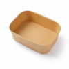 650ml rectangular kraft paper bowl top angled interior view without lid