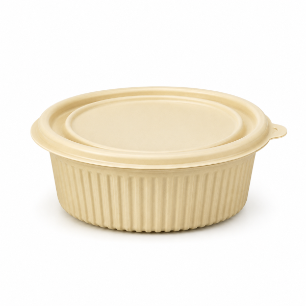 650ml round cornstarch bowl front view for takeaway food packaging