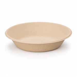 680ml natural bagasse bowl front view for takeaway and food service