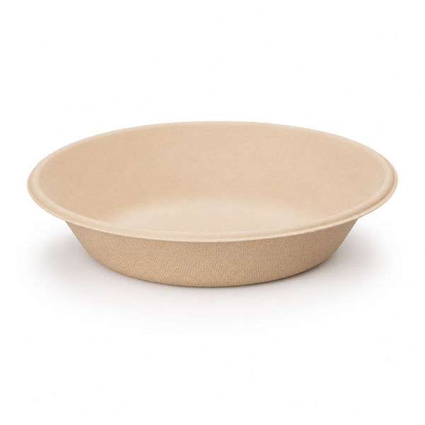 680ml natural bagasse bowl front view for takeaway and food service