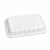 Bottom view of 7 inch bagasse food tray with textured base