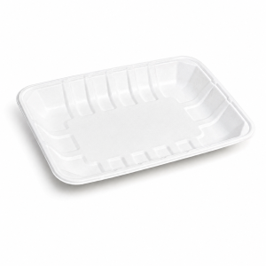 7 inch bagasse food tray shown from front on white background