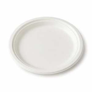 7 inch round bagasse plate white disposable tableware