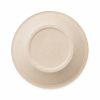 Underside of 750ml molded bagasse bowl showing reinforced circular base detail