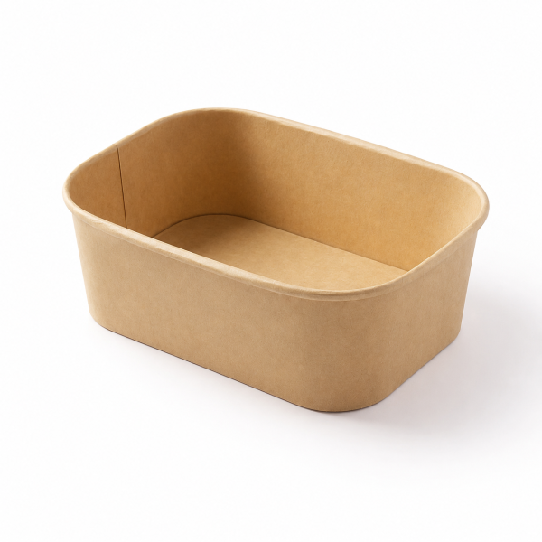 750ml-rectangular-kraft-paper-bowl-front-view 750ml rectangular kraft paper bowl front view for takeaway food packaging