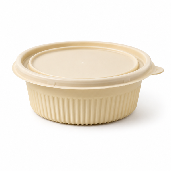 750ml round cornstarch bowl front view for takeaway food packaging
