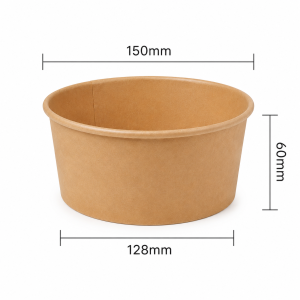 750ml round kraft paper bowl dimensions with 150mm top diameter and 60mm height