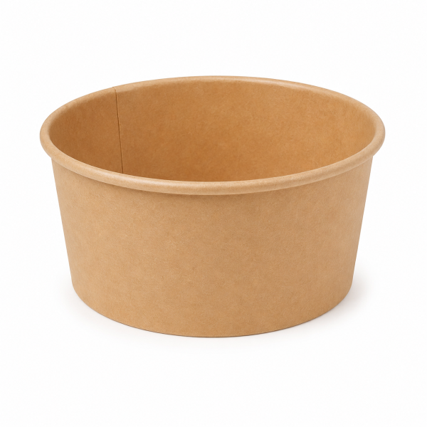 750ml round kraft paper bowl front view for takeaway food packaging