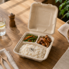 8 Inch Three Compartment Bagasse Clamshell Food Container