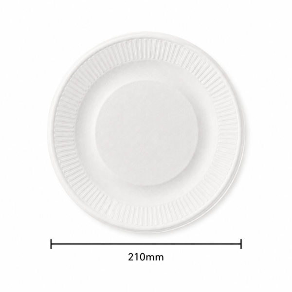 Bottom view of 8 inch fluted bagasse plate