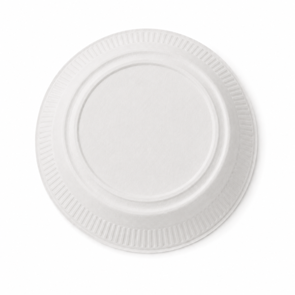 Bottom view of 8 inch fluted bagasse plate