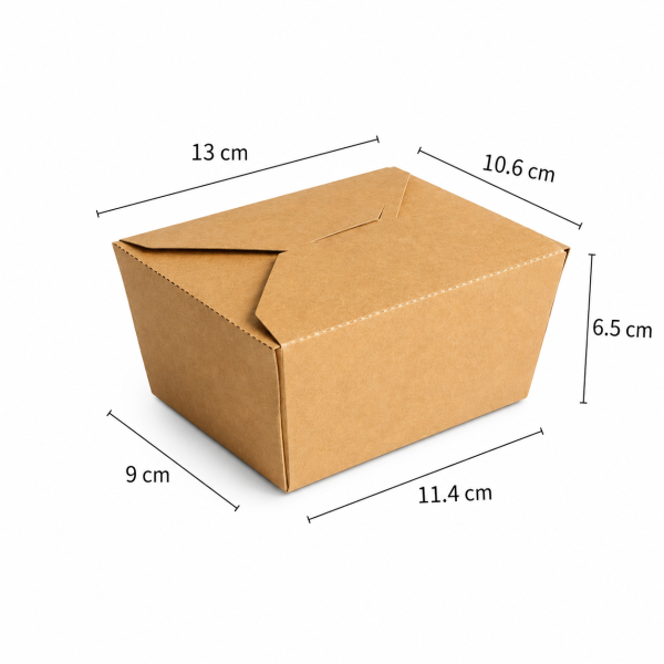 800ml kraft food box dimensions with length width height measurements