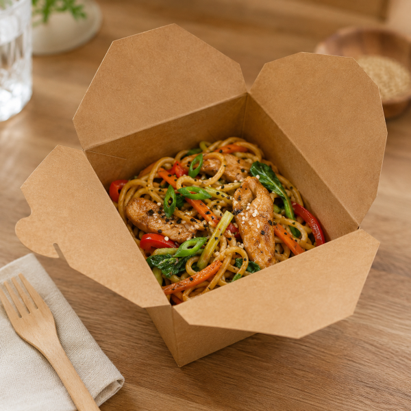 Kraft paper takeaway box for noodles rice and delivery meals