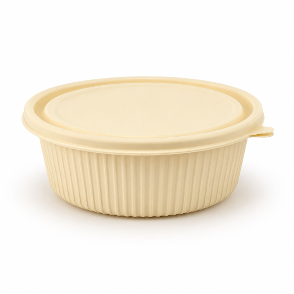 800ml round cornstarch bowl front view for takeaway food packaging