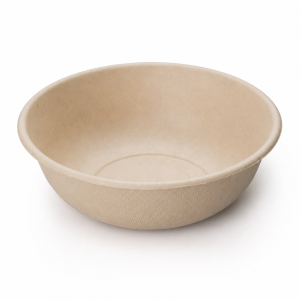 850ml natural bagasse bowl front view for takeaway food service