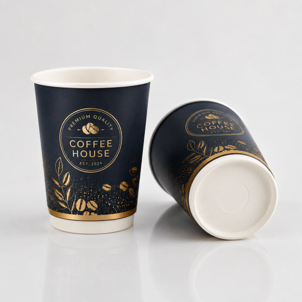 8oz double wall cup bottom structure display on clean background