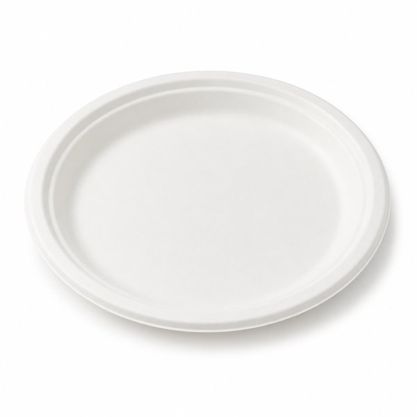9 inch bagasse round plate for disposable food service use