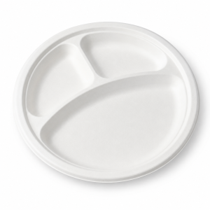 9 inch three compartment bagasse plate for meals