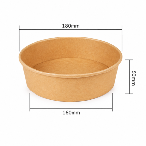 900ml round kraft paper bowl dimensions with 180mm top diameter and 50mm height