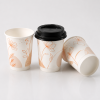 9oz custom printed paper cup front view with floral design