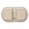 Bottom view of double compartment bagasse food box