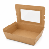 Open 1200ml kraft window salad box showing empty single-compartment interior