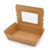 Open 1600ml kraft window salad box showing empty single-compartment interior