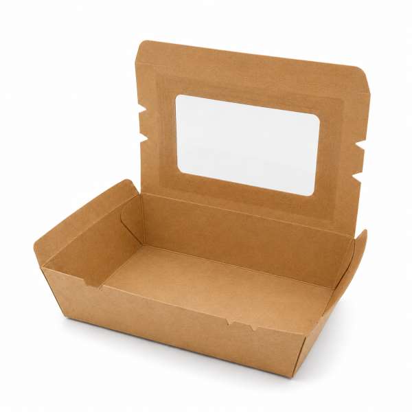 2100ml Kraft Salad Box with Clear Window
