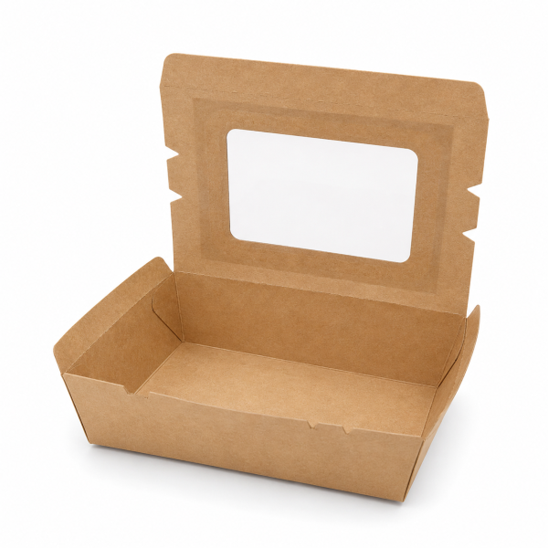 500ml Kraft Salad Box with Clear Window