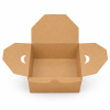 Open kraft food box showing empty PE-coated interior and ventilation openings