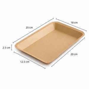 10 x 7 inch kraft paper food tray dimensions with size measurements