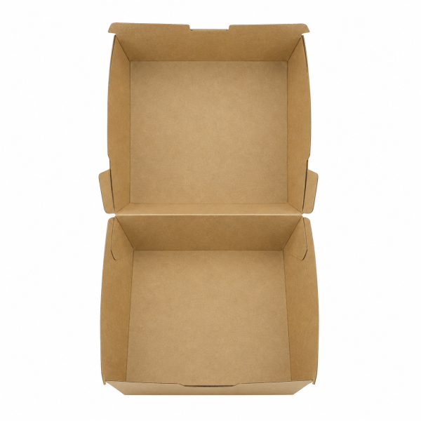 4.4-inch-kraft-paper-burger-box-interior Empty 4.4 inch kraft paper burger box showing interior space