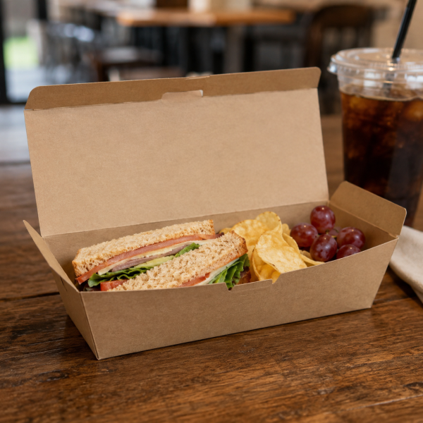 6.9-inch-kraft-paper-takeout-box-food-packaging Kraft paper takeout box used for sandwiches and takeaway food