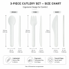 disposable-cutlery-set-size-dimensions Disposable cutlery set dimensions with spoon fork and knife measurements