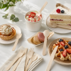 Wooden disposable cutlery used for desserts ice cream and takeaway food