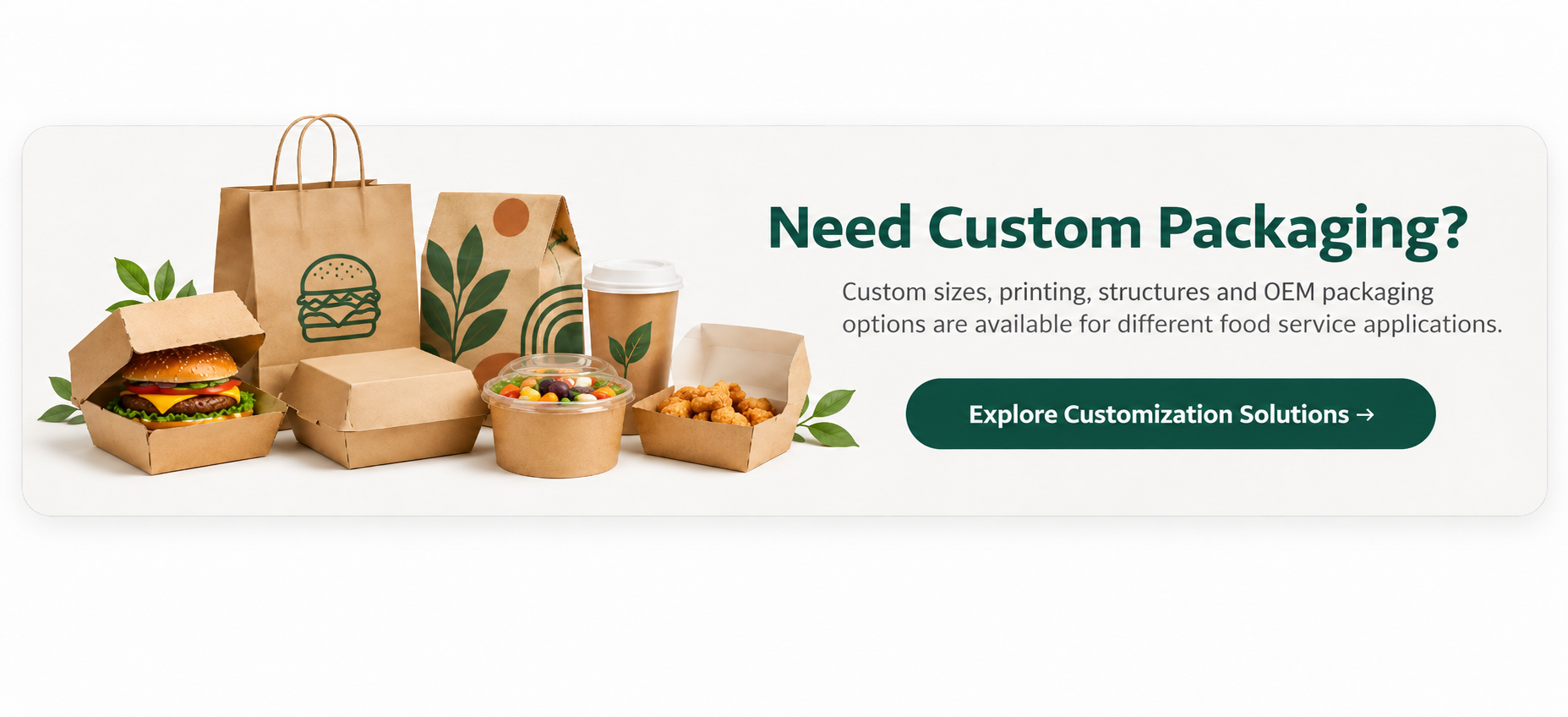 Branded takeaway packaging for restaurants food service and custom orders