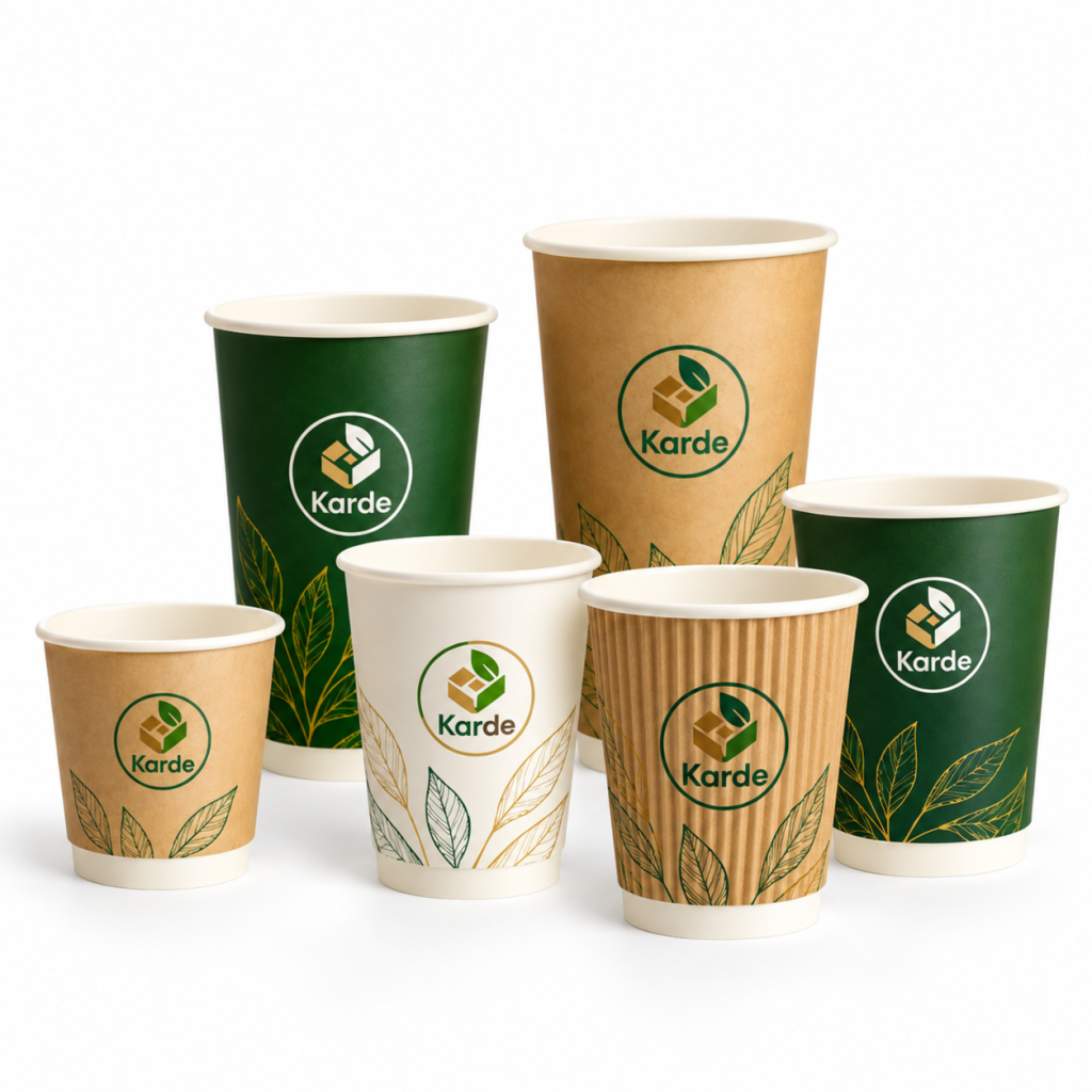 Custom paper cup range including ripple wall cups in multiple sizes